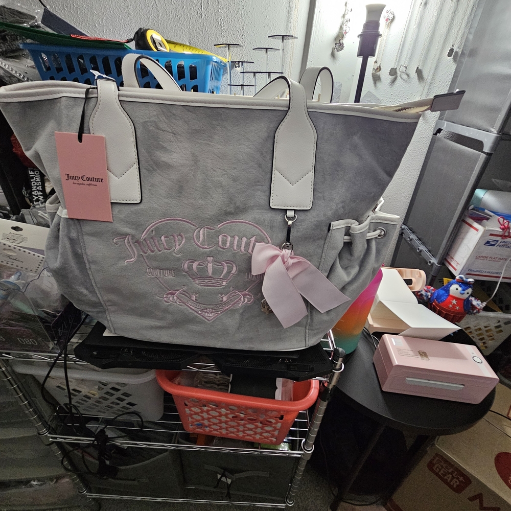 Juicy Couture Gray Tote with Pink Details